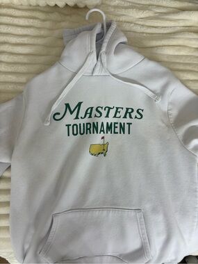 Masters White Crewneck Sweatshirt with Green and Yellow Logo